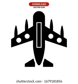 icono de avión de combate o logotipo símbolo de signo aislado ilustración vectorial - iconos vectoriales de estilo negro de alta calidad
