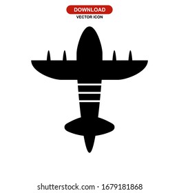 icono de avión de combate o logotipo símbolo de signo aislado ilustración vectorial - iconos vectoriales de estilo negro de alta calidad
