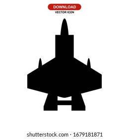 icono de avión de combate o logotipo símbolo de signo aislado ilustración vectorial - iconos vectoriales de estilo negro de alta calidad
