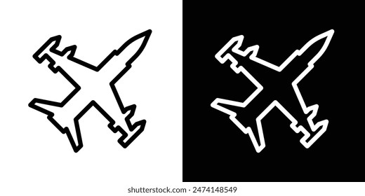 Fighter Aircraft Icon Set. Vector of a Supersonic Jet Fighter.