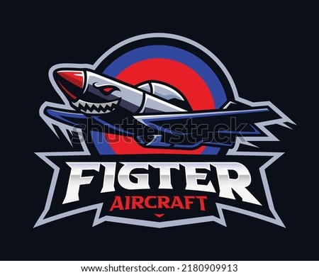 Fighter aircraft mascot logo design. Fighter jet vector illustration. Logo illustration for mascot or symbol and identity, emblem sports or e-sports gaming team