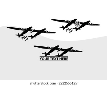Fighter Aircraft Monogram Printable Vector Illustration