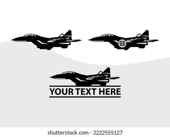 Fighter Aircraft Monogram Printable Vector Illustration
