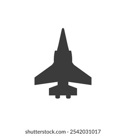 Silueta de avión de combate. Icono del luchador aislado en el fondo blanco. Icono plano de Vector simple de aviones de combate