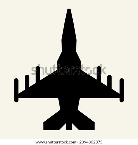 Fighter aircraft solid icon. Military airplane vector illustration isolated on white. Aviation glyph style design, designed for web and app. Eps 10