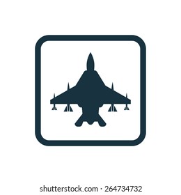 fighter airplane icon Rounded squares button, on white background 
