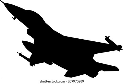 fighter airplane silhouette on a white background