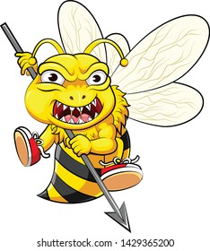 fighter angry bee holding spear