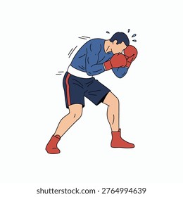 Fighter Avoiding Punch Leaning Body Clean Vector Illustration
