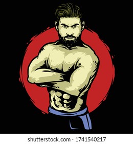 fighter with banner vector design