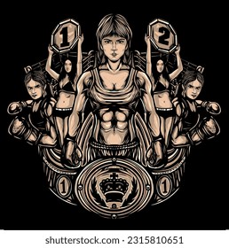 fighter boxers female. illustration boxing
