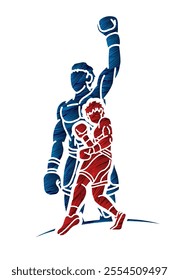 Fighter Boxing Sport Group of Boxer Mix Action Cartoon Graphic Vector