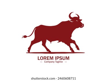 Fighter bull red Bison icon logo vector design silhouette