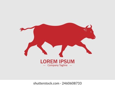 Fighter bull red OX icon logo vector design silhouette