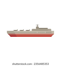 Vector plano del icono del portador de combate. Vista naval. Aislamiento del buque militar