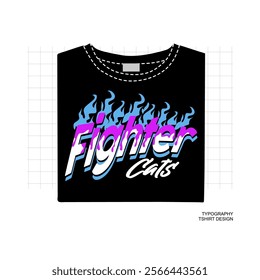 Fighter Cat text Vector  Illustration, Streetwear, Typography,Graffiti, poster, on white background