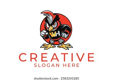 fighter cock hen rooster Logo Design Vector