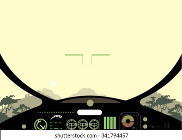 Fighter Cockpit. Vector