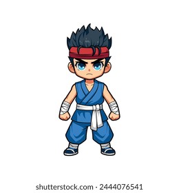 fighter cute chibi illustration vector design