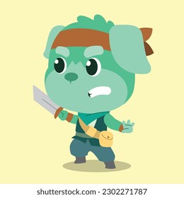 fighter dog cute character design