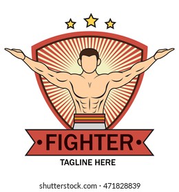 Fighter emblem, Martial art logo template