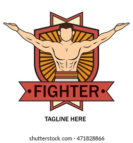 Fighter emblem, Martial art logo template