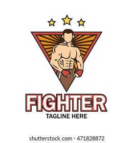 Fighter emblem, Martial art logo template