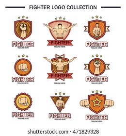 Fighter emblem, Martial art logo template collection set 