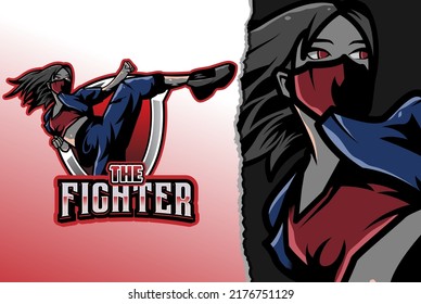 fighter esport logo - premium vector
