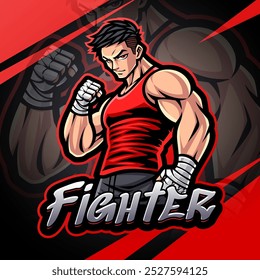 Fighter esport mascote design logotipo