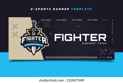 Fighter Esports Gaming Banner Template with Logo for Social Media