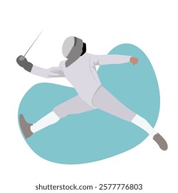 Fighter in foil fencing.
Fencing,fencing  fencer in lunge position 