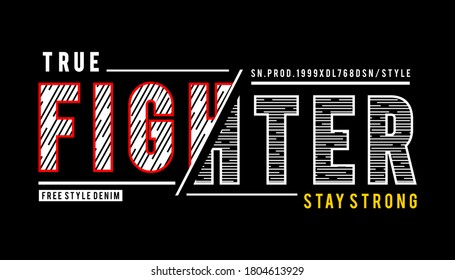 fighter geometric style typography design for print t shirt