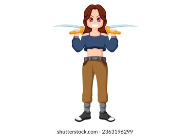 Fighter Girl Character Design Illustration