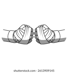 Fighter hands on white background vector illustration
