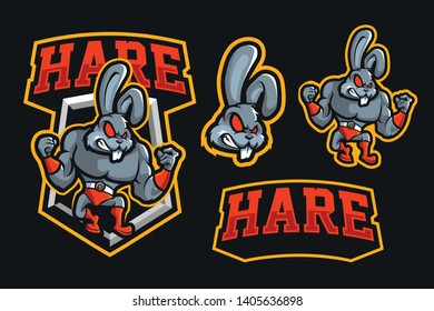 Fighter Hare Sport Style Mascot Logo
