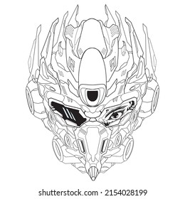 Ilustración de boceto vectorial de la cabeza de combate