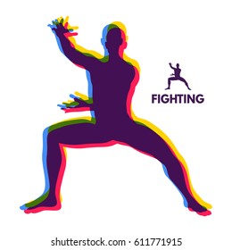 Fighter. Human Body. Sport Symbol. Design Element. Martial Arts. Vector Illustration.