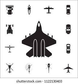 fighter icon. Detailed set of Transport view from above icons. Premium quality graphic design sign. One of the collection icons for websites, web design, mobile app on white background