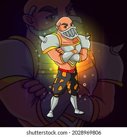 The fighter with the iron mask esport logo design of illustration