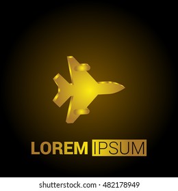 Fighter Jet 3D Golden Metallic Premium Royal Corporate Logo / Icon