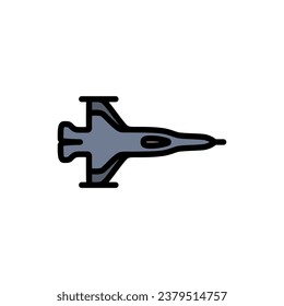 Fighter jet aircraft in colored icon. War design element template vector illustration in trendy style. Editable graphic resources for many purposes.