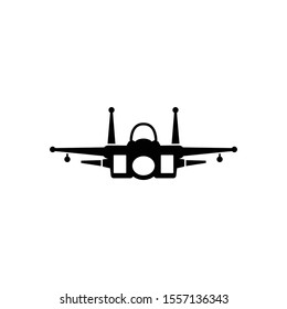 Fighter jet aircraft icon vector on white background