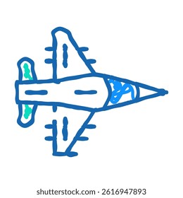 fighter jet airplane aircraft doodle icon sketch vector. fighter jet airplane aircraft sign. isolated symbol illustration