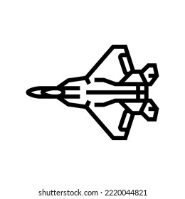 fighter jet airplane aircraft line icon vector. fighter jet airplane aircraft sign. isolated contour symbol black illustration