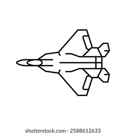 fighter jet airplane aircraft line icon vector. fighter jet airplane aircraft sign. isolated contour symbol black illustration