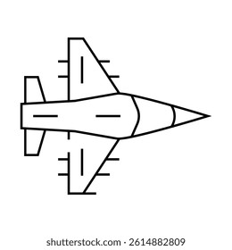 fighter jet airplane aircraft line icon vector. fighter jet airplane aircraft sign. isolated contour symbol black illustration