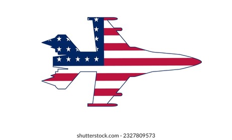 Fighter jet with American flag icon design vector illustration