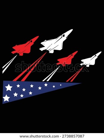 Fighter Jet American T-Shirt 4th of July Flag Patriotic