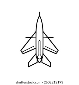 Fighter Jet black Icon white background design illustration.